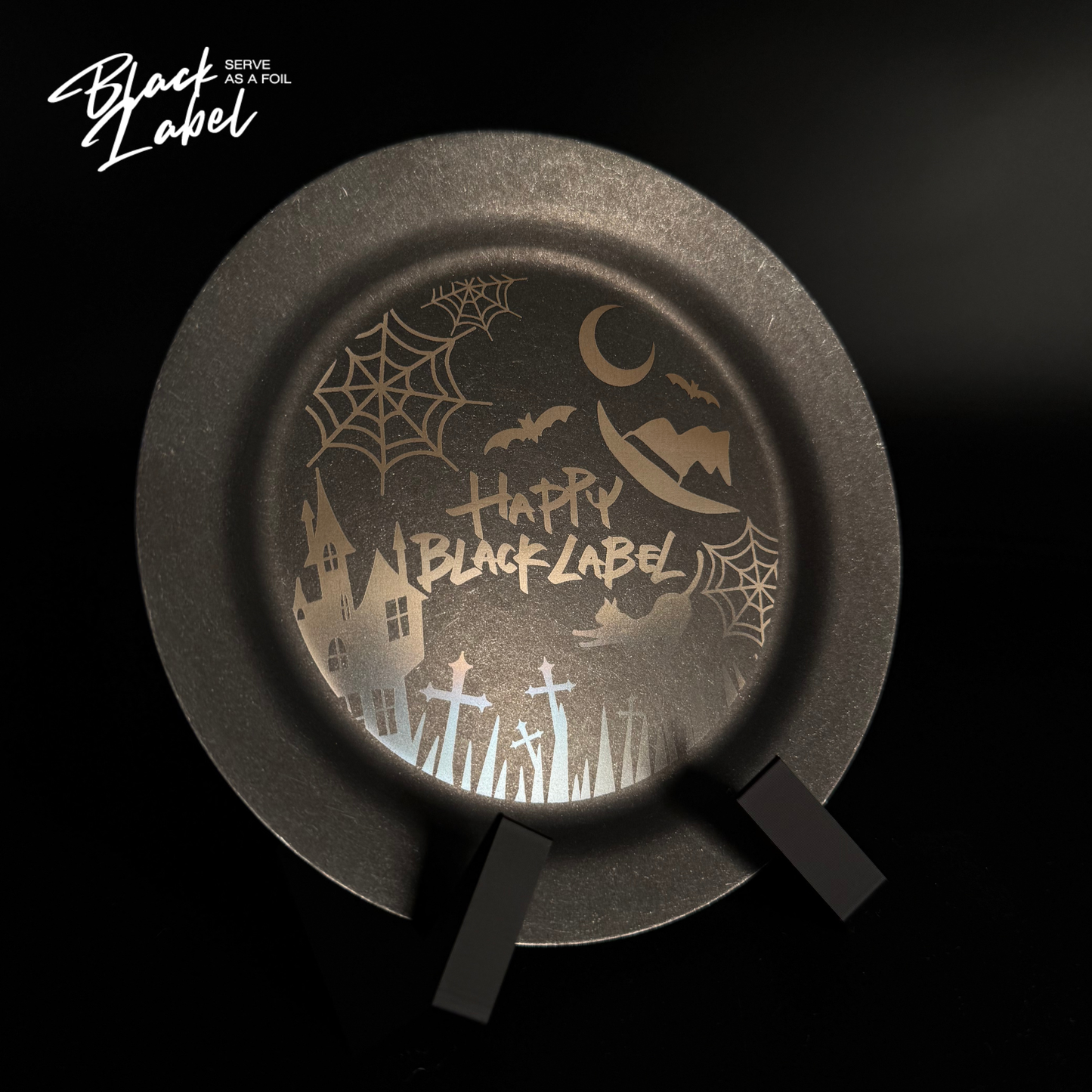 Round Plate 154mm Black halloween style