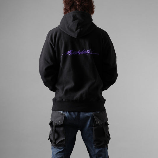 FOIL SCRIPT HOODIE BLACK/PURPLE