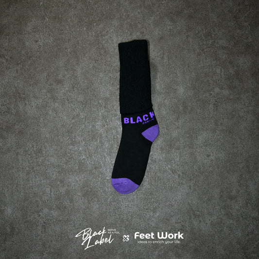 FOIL PILE CASHMERE SOCKS – Black / Violet