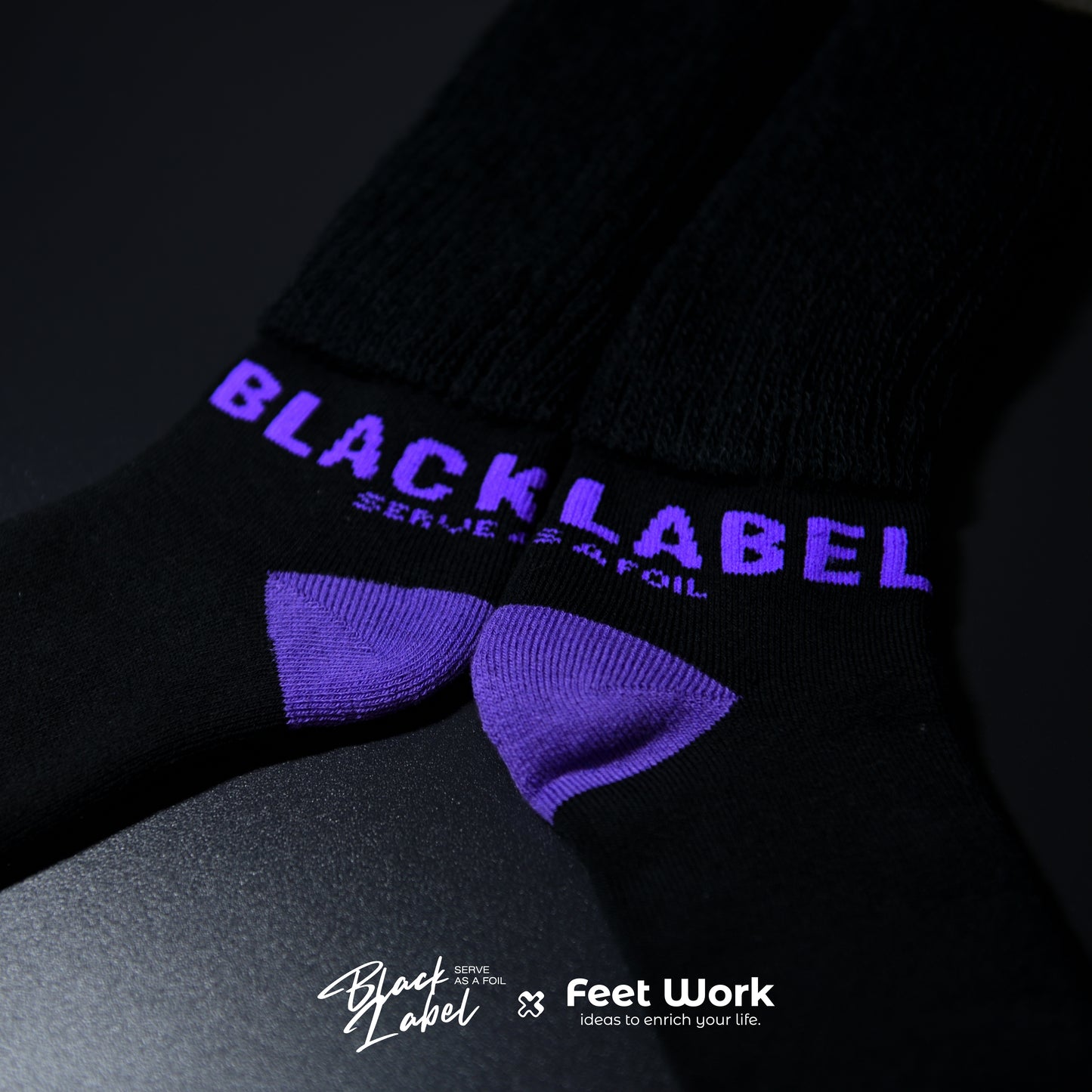 FOIL PILE CASHMERE SOCKS – Black / Violet