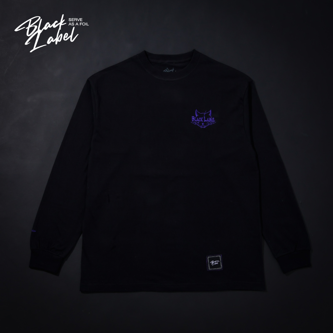 Black Label Line of clothes cat black L-TEE