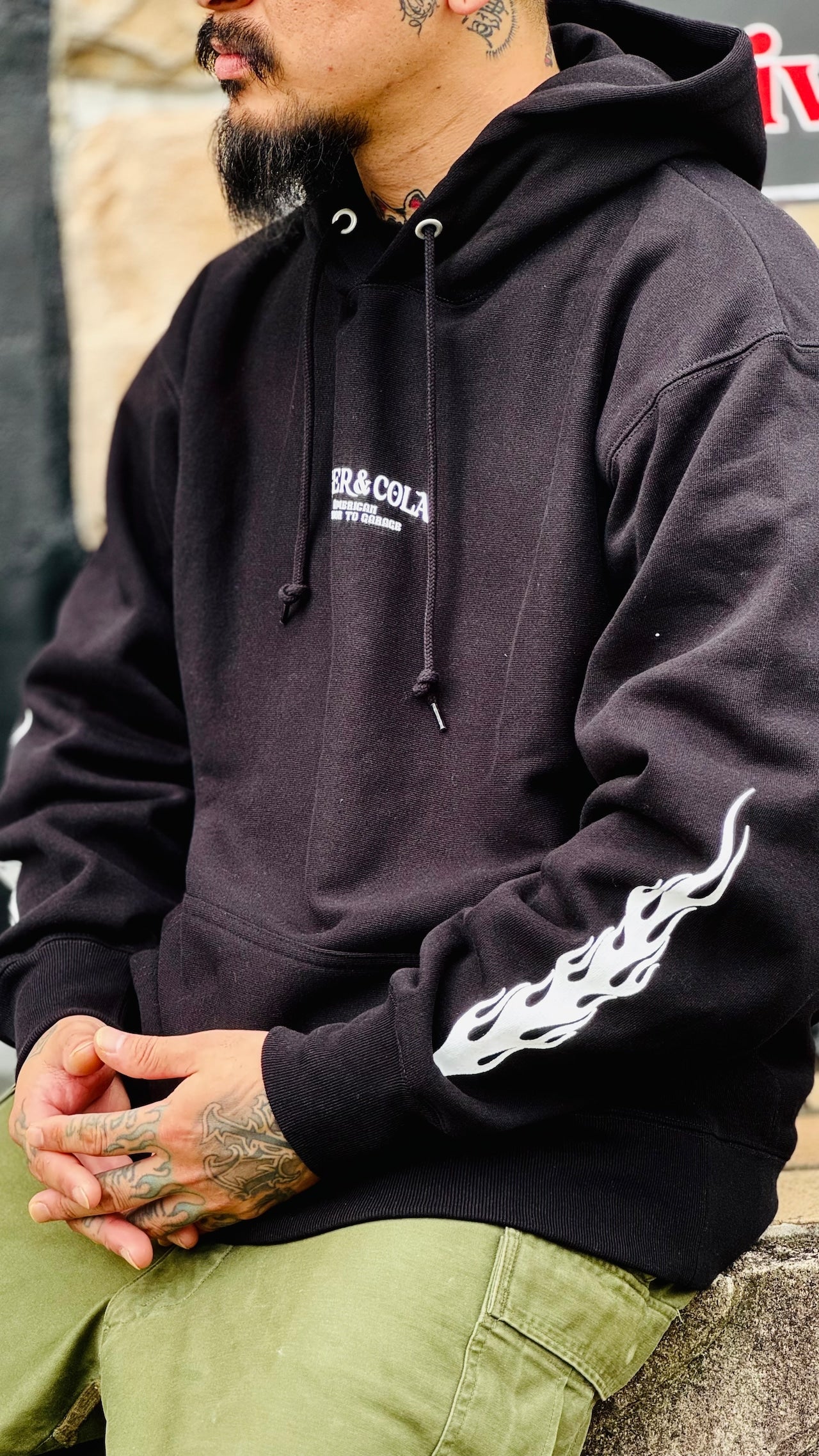 BURGER AND COLA FIRE Hoodie BLACK